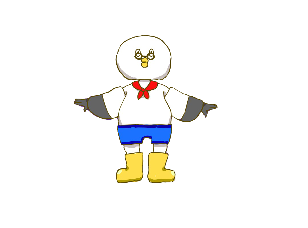 はくおやじが手を広げて挨拶しているイラスト